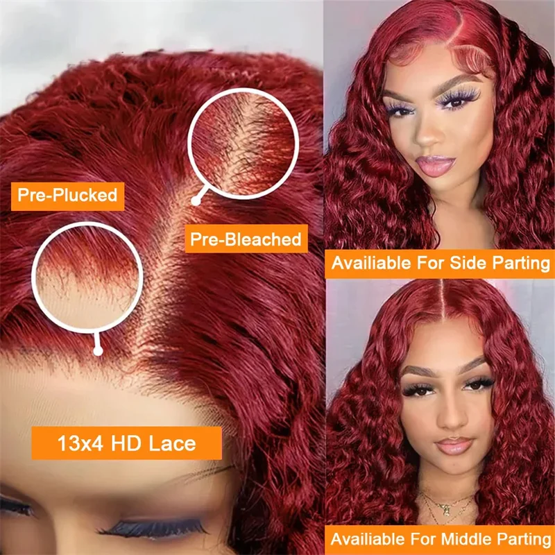 Hair Color: #2, Stretched Length: 8inches, Density: 180%, Ships From: CHINA - 30 40 Inch 99J Burgundy 13x6 Hd Lace Frontal Human Hair Wig Red Colored 13x4 Transparent Lace Curly Deep Wave Frontal Wig
