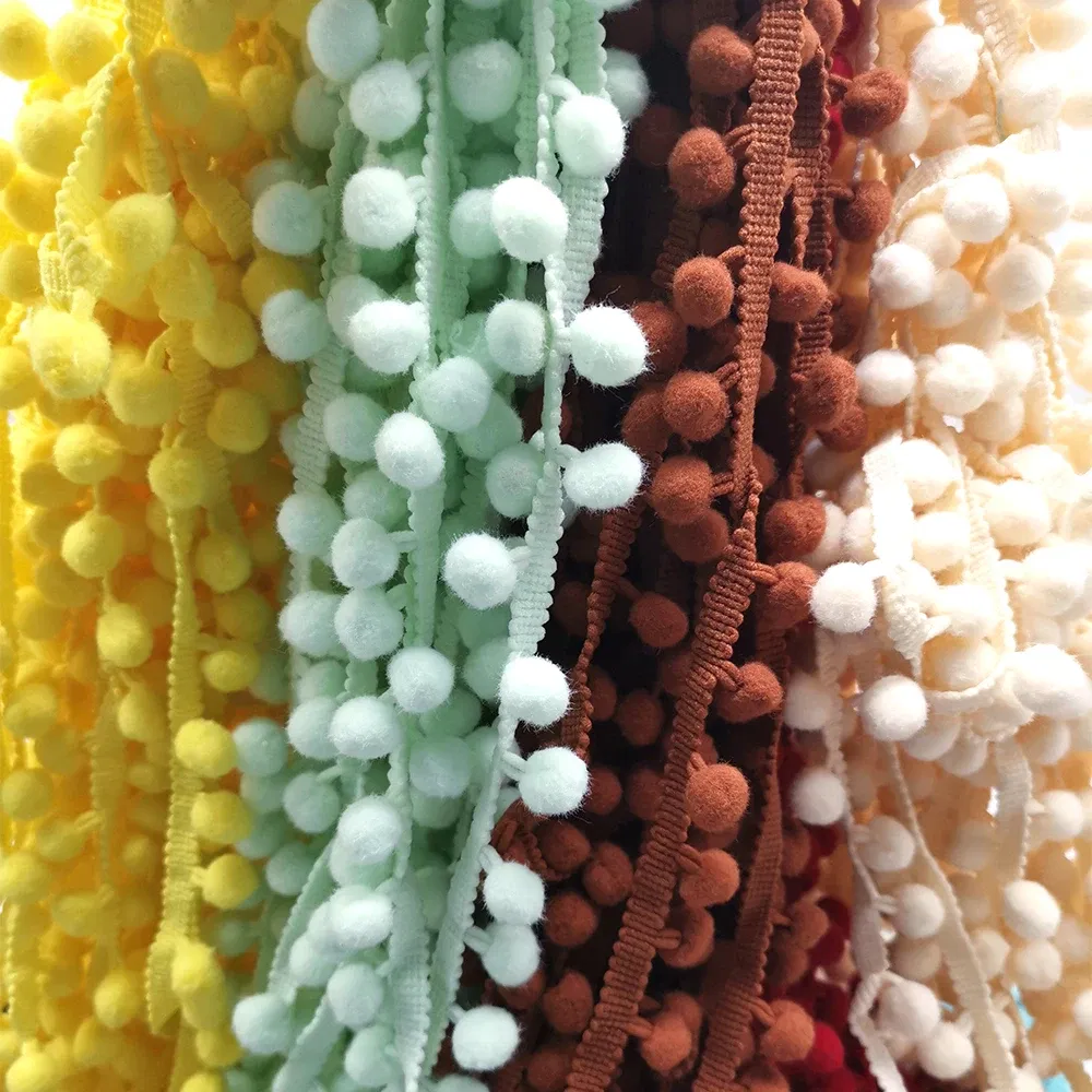 Color: SKY BLUE, Size: S - 1-5yard Pom pom Fringe Lace Ribbon Pompom Trim Ball Fabric DIY Sewing Tassel Lace Kintted Fabric Handmade DIY Craft Accessorie