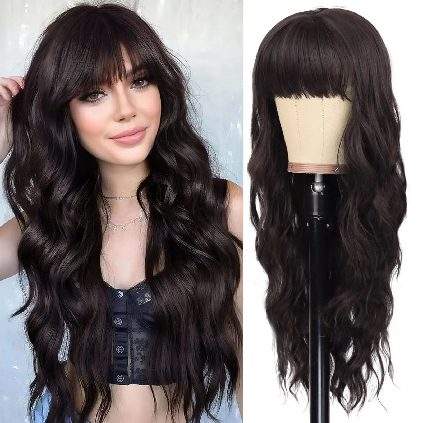 Color: #31 - Orange synthetic wig with big waves for party, Halloween cosplay, daily use wig, high-temperature hair accessory