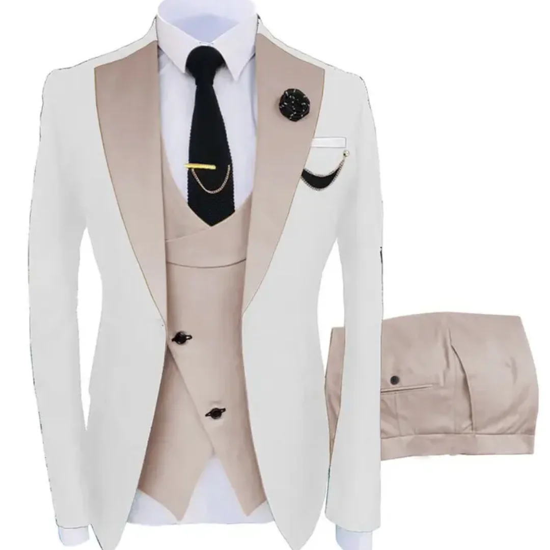 Color: ROYAL BLUE, Size: M - 3pcs Men Coat Business Formal Slim Fit Suit Costumes Pour Homme Set Party Vest Pants Wedding Blazer Verde Hombre Terno Masculino