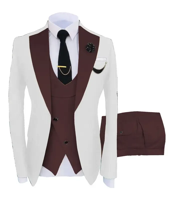 Color: ROYAL BLUE, Size: M - 3pcs Men Coat Business Formal Slim Fit Suit Costumes Pour Homme Set Party Vest Pants Wedding Blazer Verde Hombre Terno Masculino