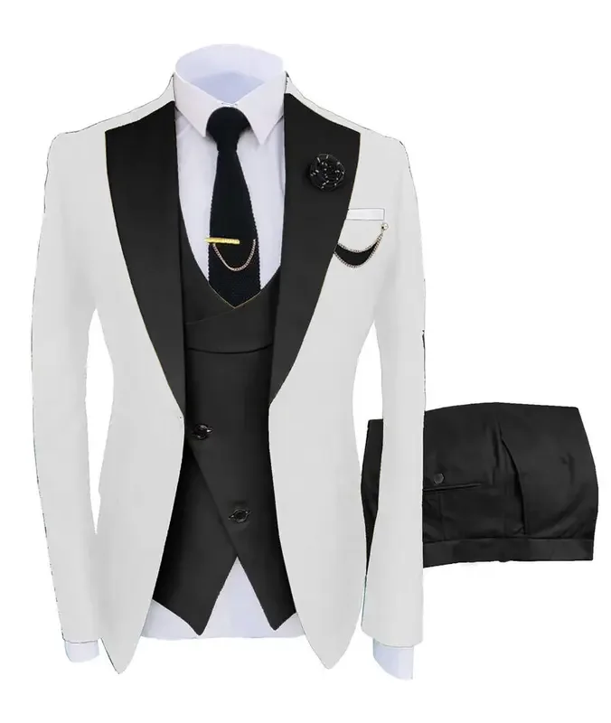 Color: ROYAL BLUE, Size: M - 3pcs Men Coat Business Formal Slim Fit Suit Costumes Pour Homme Set Party Vest Pants Wedding Blazer Verde Hombre Terno Masculino