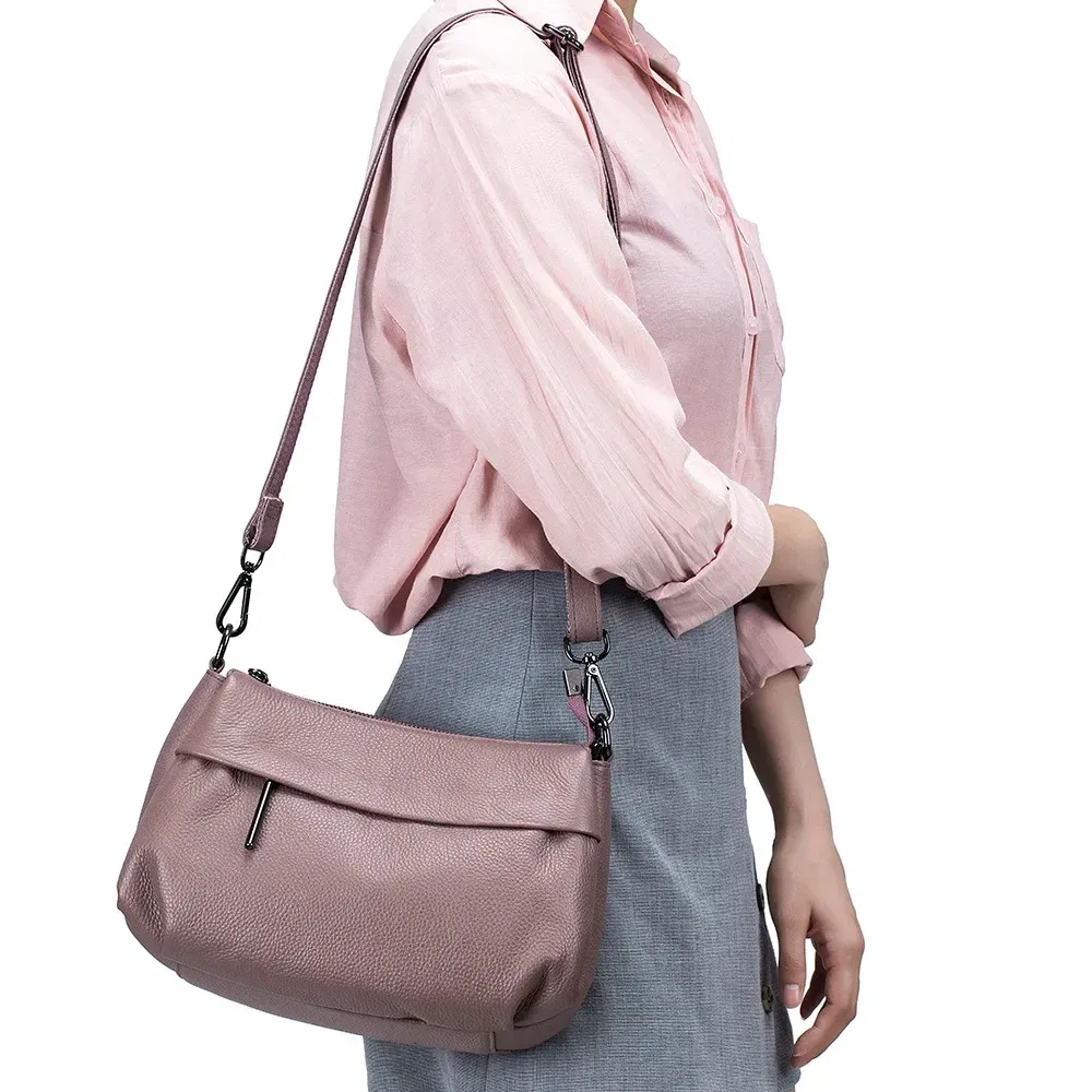 Color: Burgundy - High Quality Real Leather Handbag Ladies' Genuine Leather Shoulder Bags Women's Casual Messenger Bags Versatile Crossbody Bag