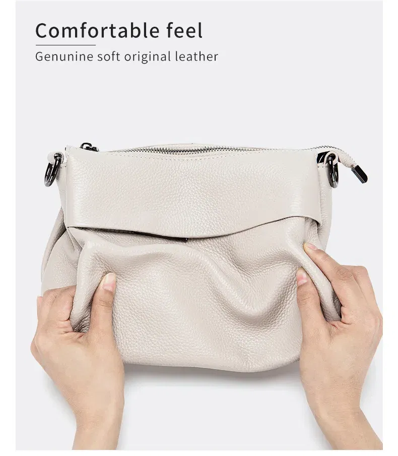 Color: Burgundy - High Quality Real Leather Handbag Ladies' Genuine Leather Shoulder Bags Women's Casual Messenger Bags Versatile Crossbody Bag