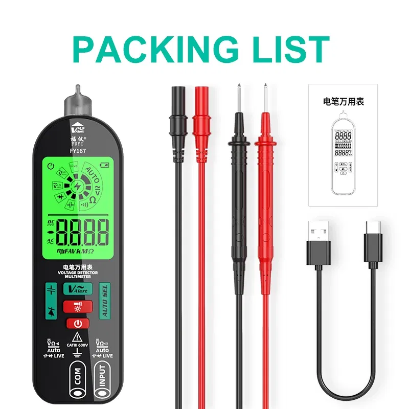 Color: Pink - Smart Digital Multimeter Rechargeable Electronic Tester AC DC Contactless NCV Automatic Test Easy operate lightweight high quali