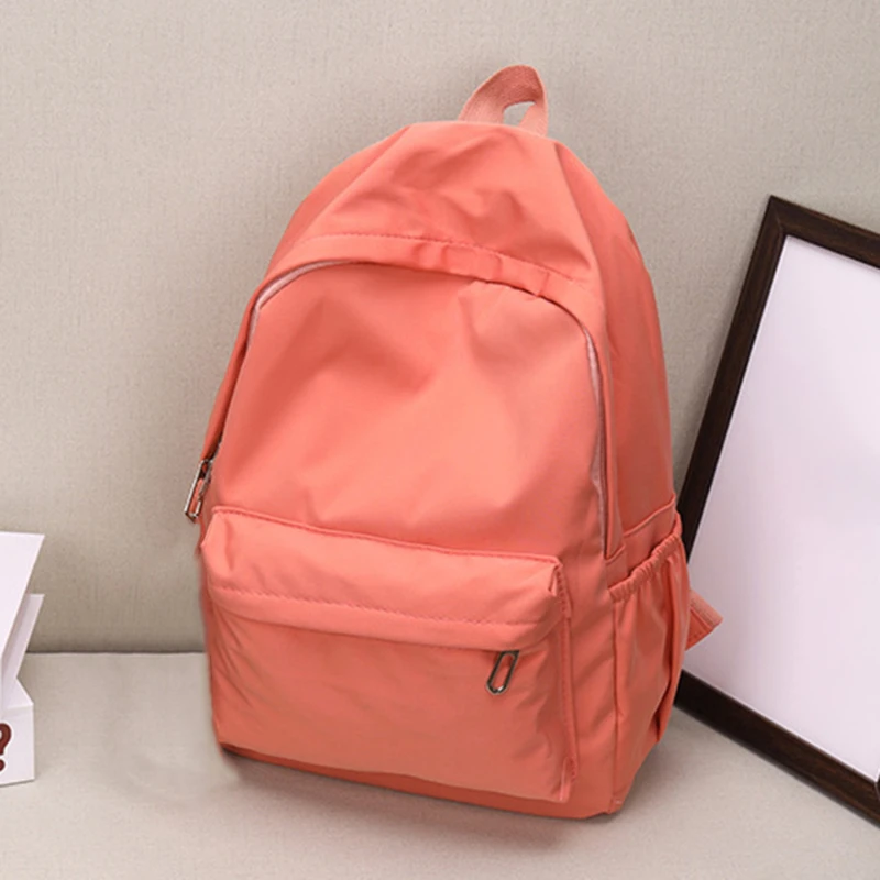 Color: SKY BLUE - Women Schoolbag Waterproof Large Capacity School Backpack Smooth Zipper Solid Color Teens Girl Casual Daypack Bag Student Supply