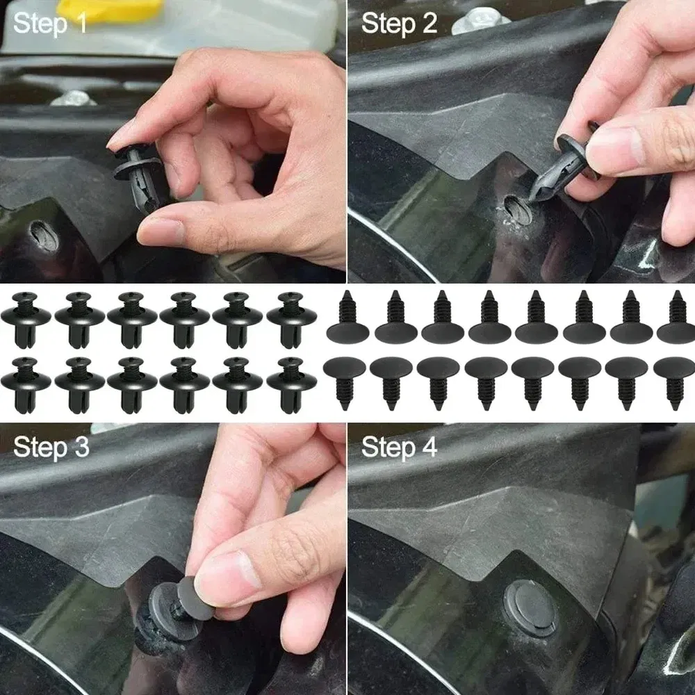 190Pcs Car Retainer Clips 6 Sizes Fasteners Automotive Plastic Clips Kit Auto Trim Panel Clip Mixed Car Body Bumper Rivet