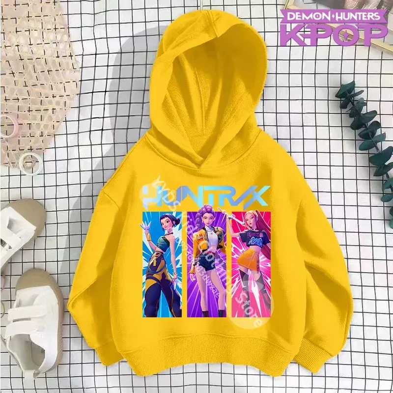 Color: Gold, Kid Size: 110 - 2025 KPop Demon Hunters Hoodie Fashion Rumi Sweatshirt Pullover Cute Long Sleeve Autumn Boys Girls Cartoon Y2K Hoody Sportswear