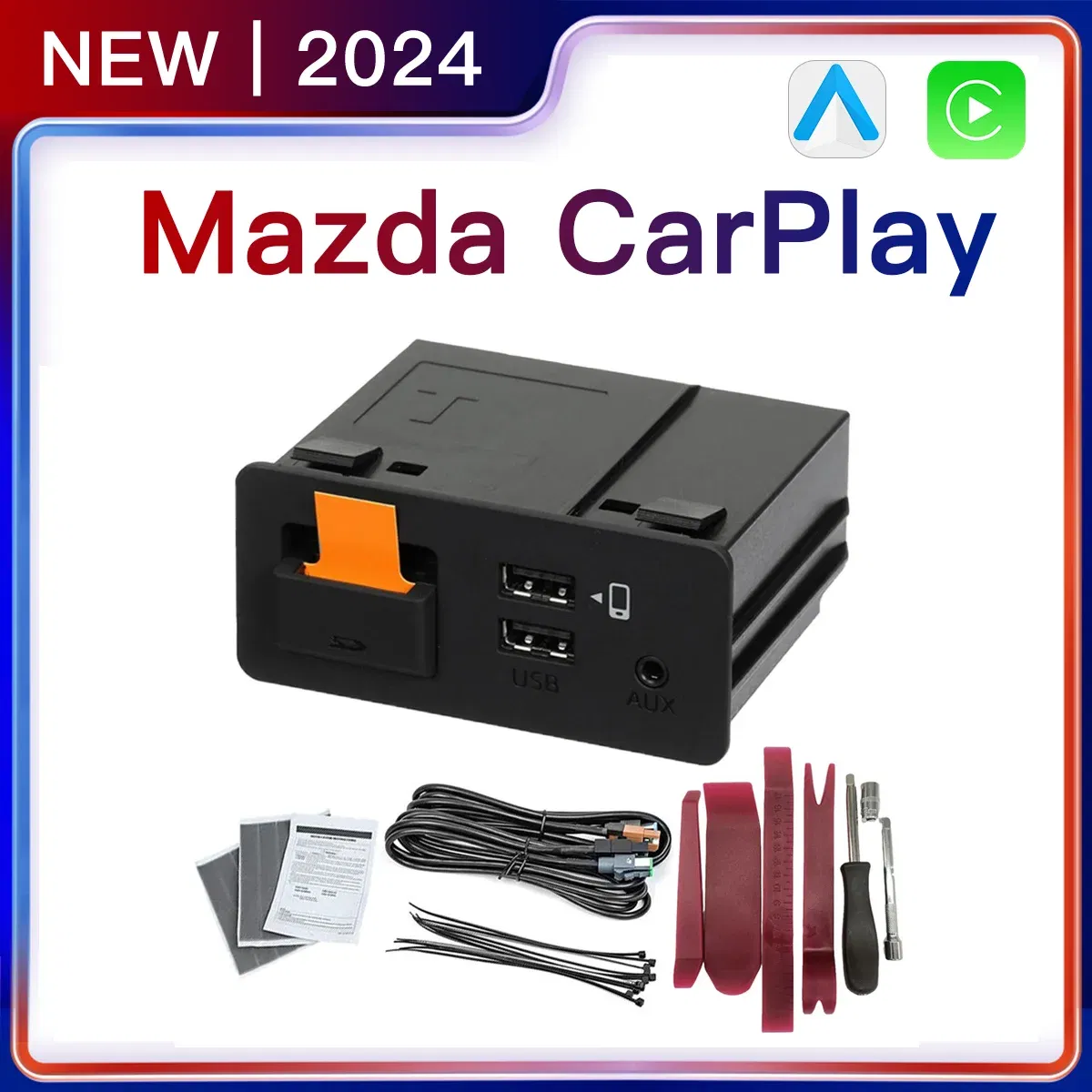 Color: Black - New Upgrade CarPlay Android Auto USB Hub Adapter for Mazda 2 3 6 CX3 CX5 CX8 CX9 MX5 miata TK78669U0C Mazda Retrofit Kit