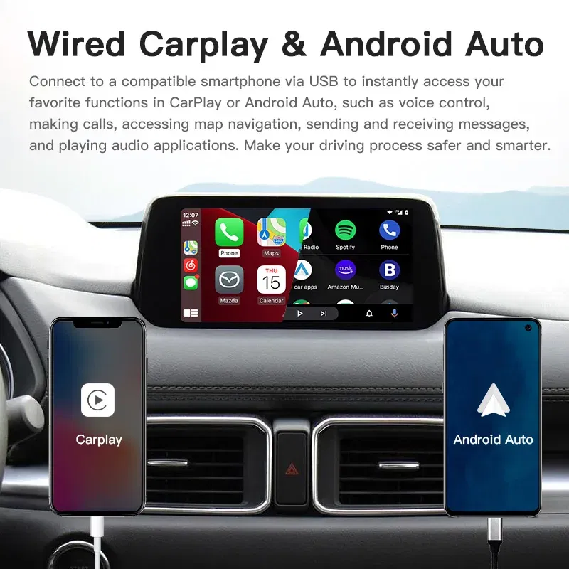 Color: Black - New Upgrade CarPlay Android Auto USB Hub Adapter for Mazda 2 3 6 CX3 CX5 CX8 CX9 MX5 miata TK78669U0C Mazda Retrofit Kit