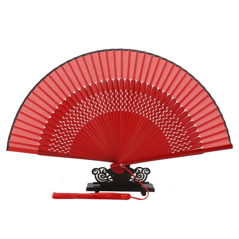 Color: ROYAL BLUE, Fan Size: 6.3 inches - Red Solid Color Women's Dance Hand Folding Fan Personalized Wedding Fan Bamboo Fan Chinese Style Silk Fan Household Hand Fan