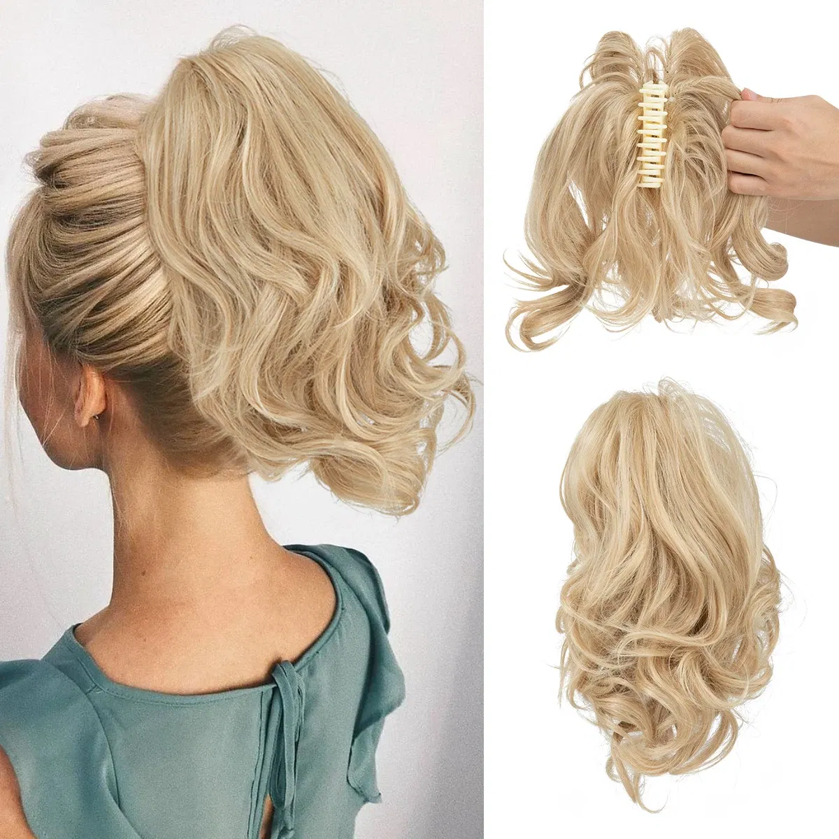 Color: 1B/30HL, Bulk Buy: 1pc - SARLA Synthetic Diy Claw Clip In Ponytail Extensions Hairpiece Hair Bun Fake Black Blonde Natural Hair False Pigtail for Women