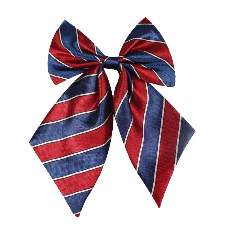 Color: Silver - Striped Ladies Bowtie Classic Shirts Bow Tie For Women Business Wedding Bowknot Plaid Bow Ties Butterfly Girls Suits Bowties