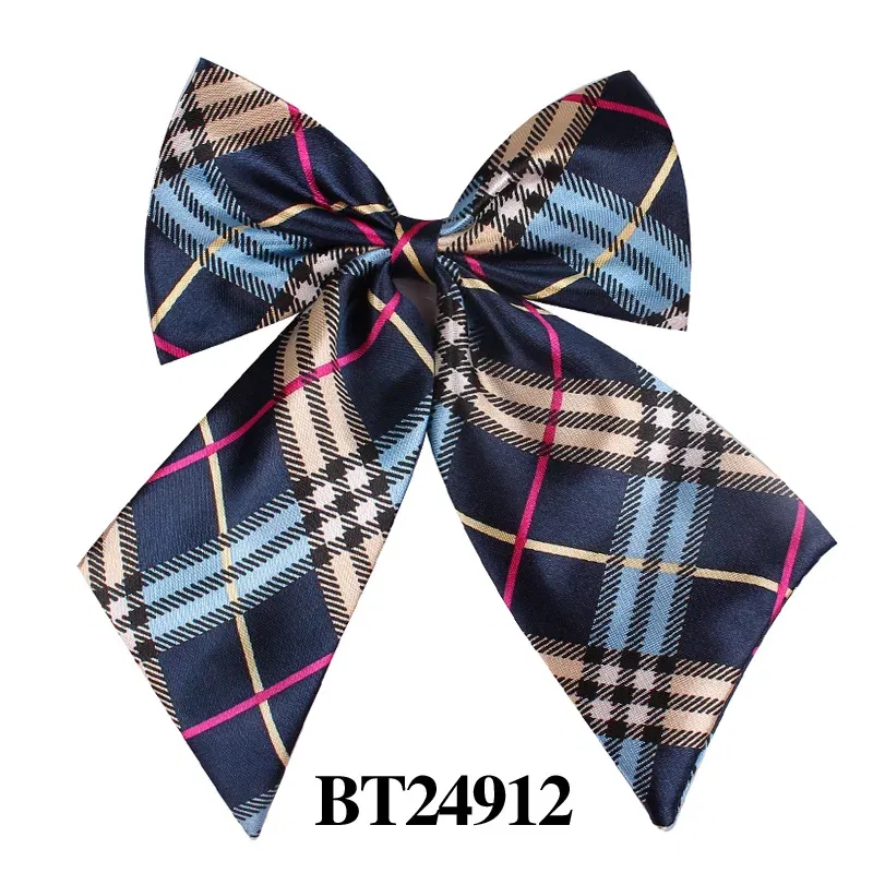Color: Silver - Striped Ladies Bowtie Classic Shirts Bow Tie For Women Business Wedding Bowknot Plaid Bow Ties Butterfly Girls Suits Bowties