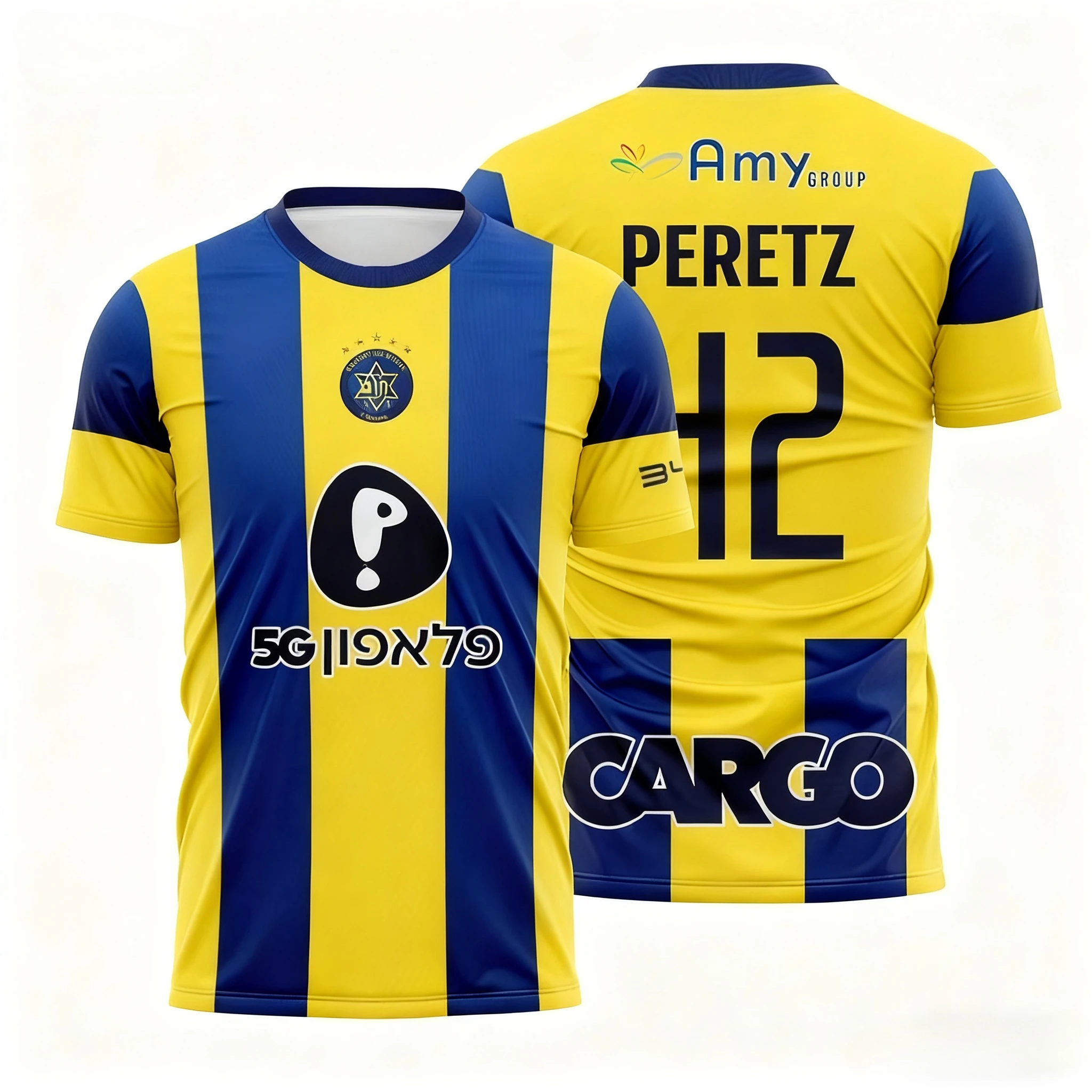 Color: Beige, Size: 6XL - The Latest Breathable Men's and Women's T-shirts for The Daily Training of Maccabi Tel Aviv Football Club in 2026