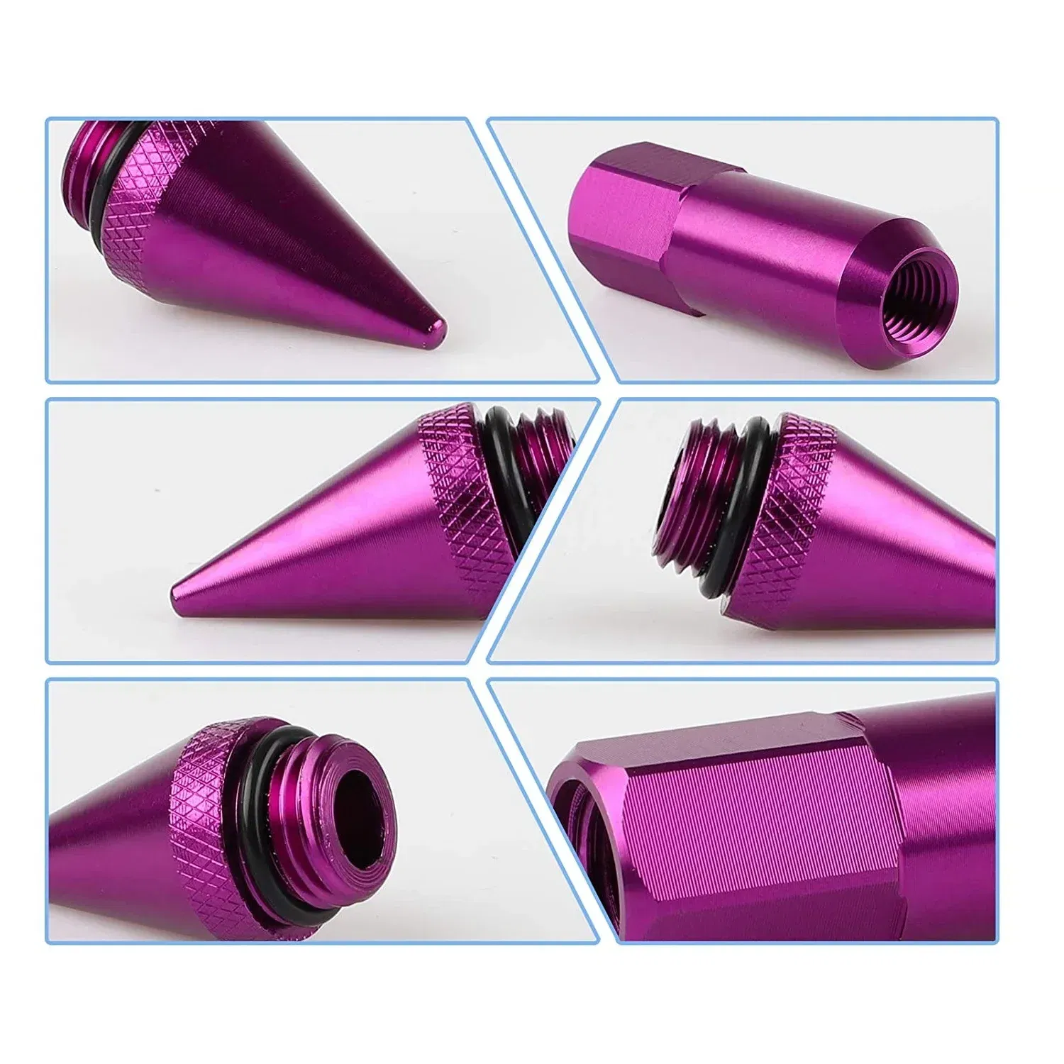 Color Name: Green, Specifications: M12x1.5 - 20pcs 8 Colors Car Accessories Wheel Nuts M12x1.5 M12x1.25 Aluminum 60mm Extended Tuner Spike Lug Nuts For Cadillac Lincoln