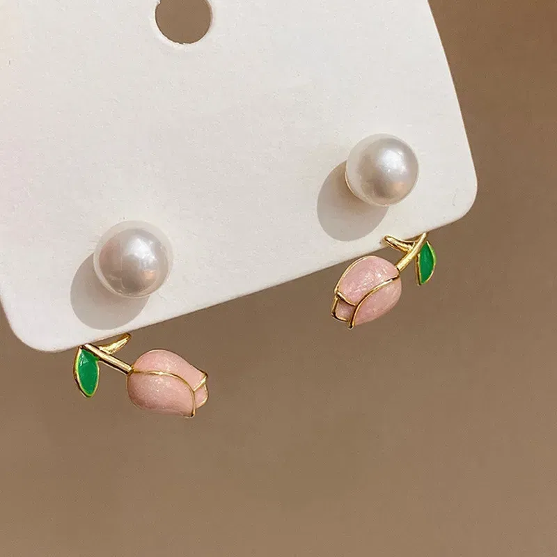 Metal Color: Army Green Zinc - 2023 Korean Simple Double Circle Gold Color Metal crystal Stud Earrings For Women Fashion Exquisite Jewelry Best Friend Gifts