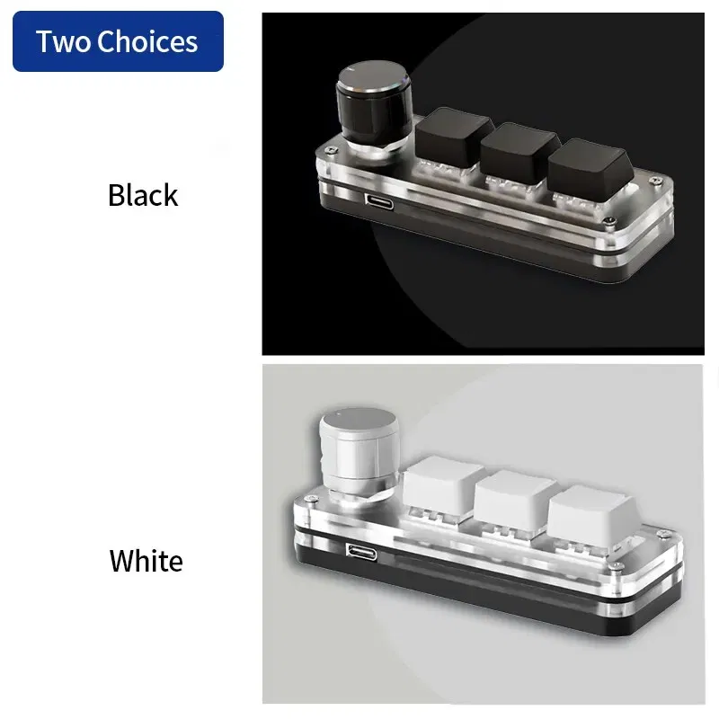 Color: black - Macropad Macro Mechanical Keyboard RGB Mini Gaming Custom Programming Knob Keypads Red Switch 3 Keys For Photoshop