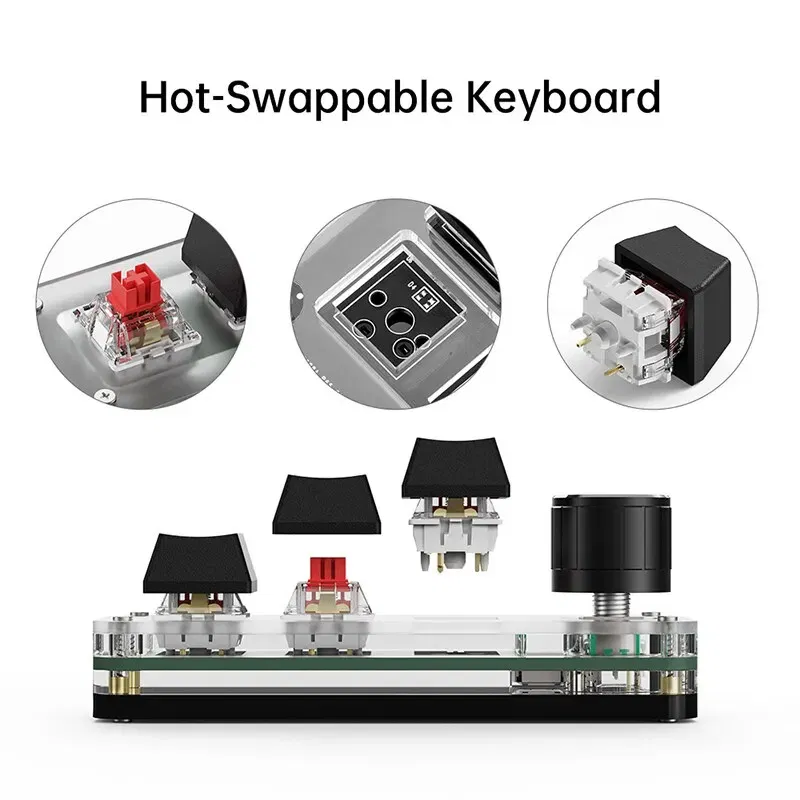 Color: black - Macropad Macro Mechanical Keyboard RGB Mini Gaming Custom Programming Knob Keypads Red Switch 3 Keys For Photoshop