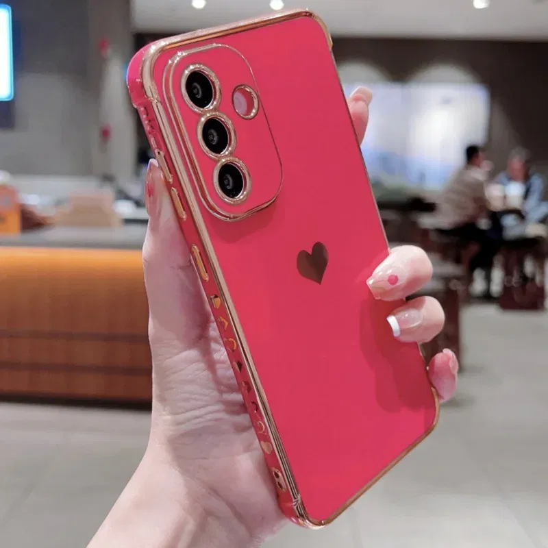Color: Dark Grey, Compatible-Phone Models: For iPhone 12 Pro, Ships From: CHINA - Electroplating Side Love Heart Phone Case For Samsung Galaxy S25 Ultra S24 S23 S22 A16 A55 Protect Lens Shockproof Back Cover