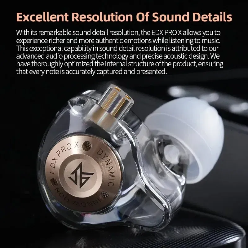 Color: black - KZ EDX PRO X Wired Earphones HIFI Stereo Bass Music Earbuds In Ear Sport Headphones Noise Cancelling Gaming Headset