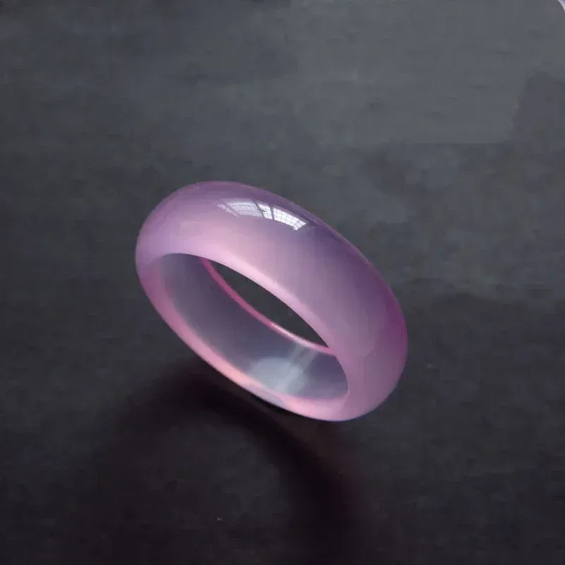 Main Stone Color: GRAY - Natural Chalcedony Hand-carved Jade Ring Fashion Jewelry Gift Jade Rings Various Colors Lovers Gemstones Accessories Wholesale