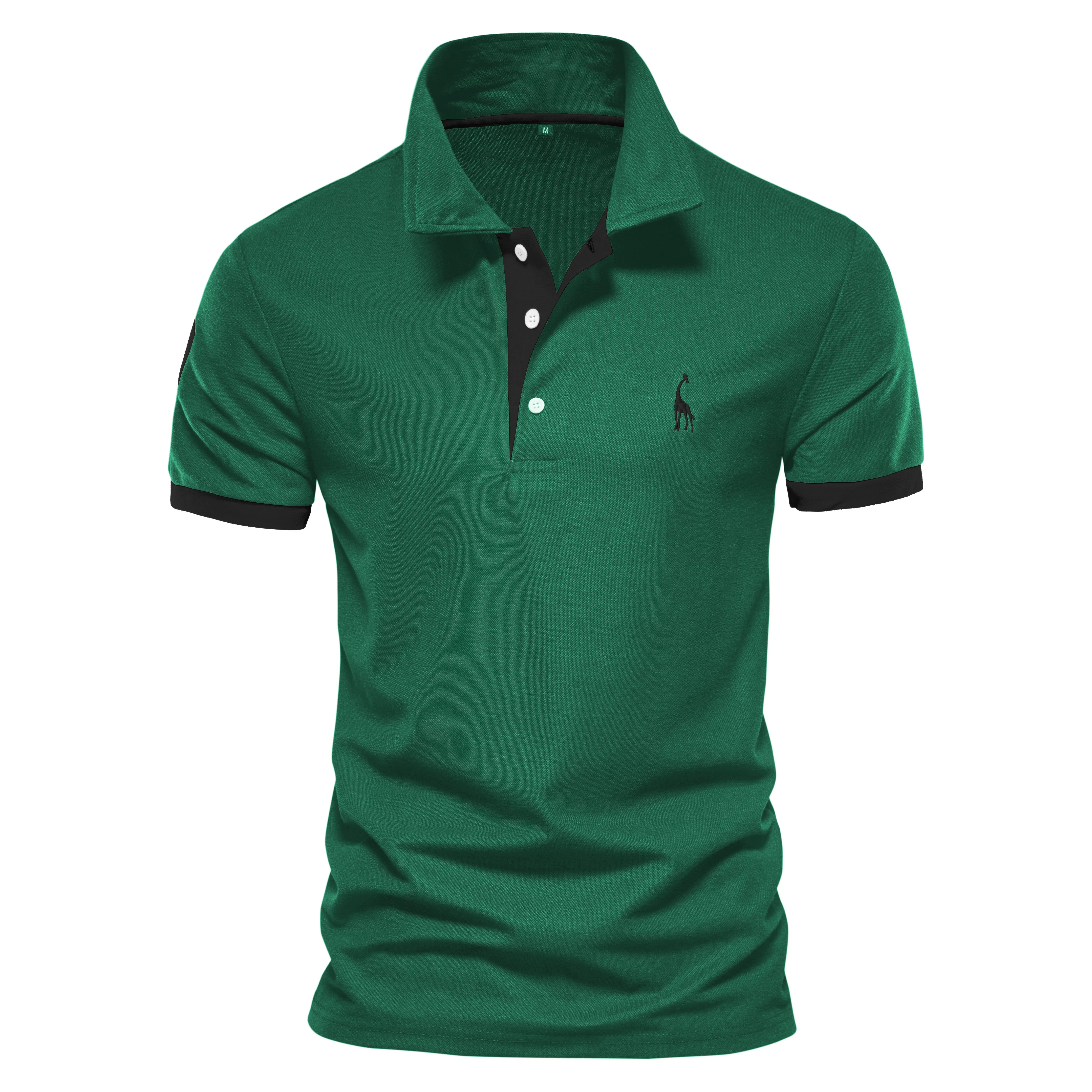 Color: green, Size: M - Dropshipping Polo Giraffe Shirt Men Quality Embroidery Summer Short Sleeve Polo Casual Business Social Mens Polos BR Size