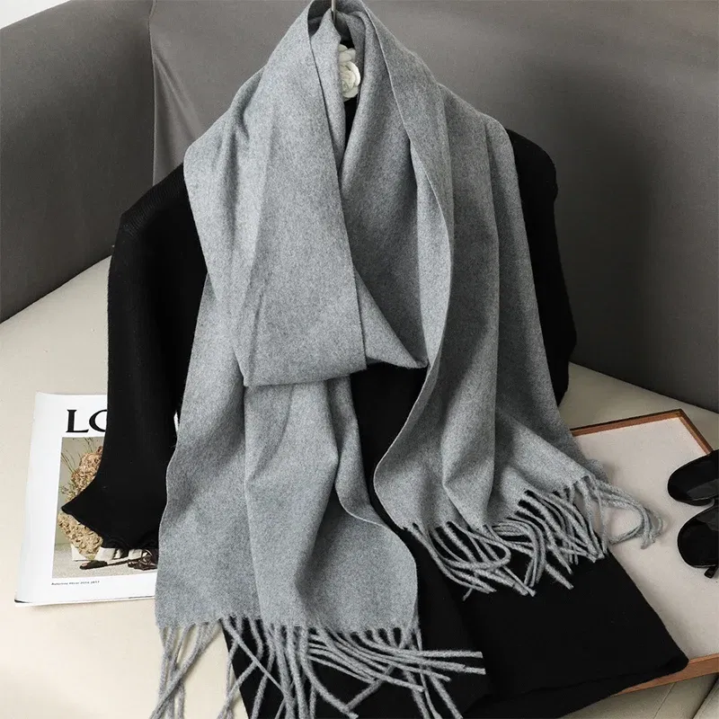 Color: army green - New 62 Color Winter Scarf For Women Long Warm Cashmere Scarves Hijab Solid Lady Shawl Wrap Female Pashmina Bandana Head Scarfs