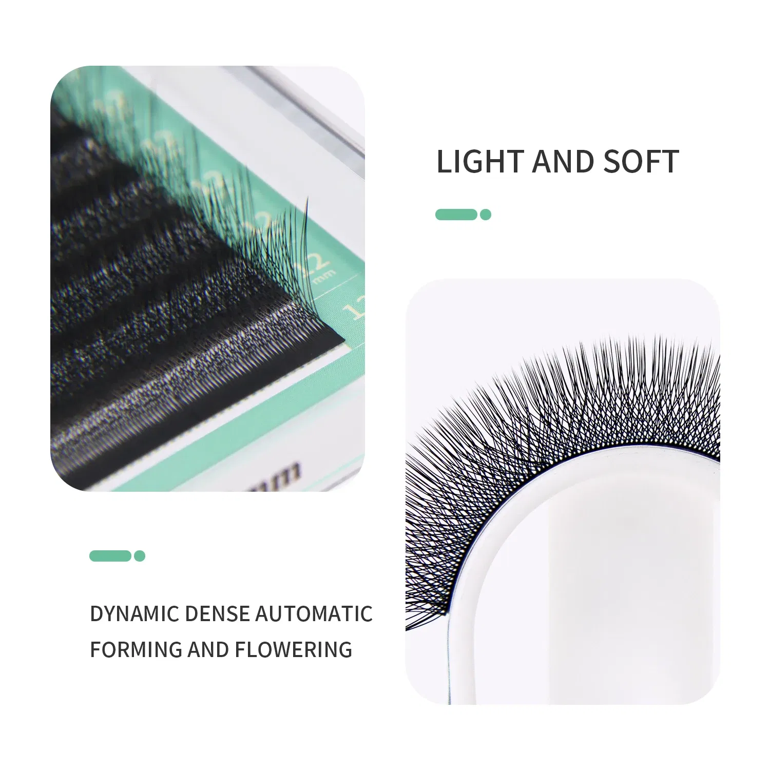 Color: Brushed Chrome, Curl: LU, Thickness: 0.07mm, Length: MIX - GLAMLASH 4D - W Shaped Eyelash Extension Automatic Flowering W Fake Lashes 0.07mm C/D/L/LU Curl Individual