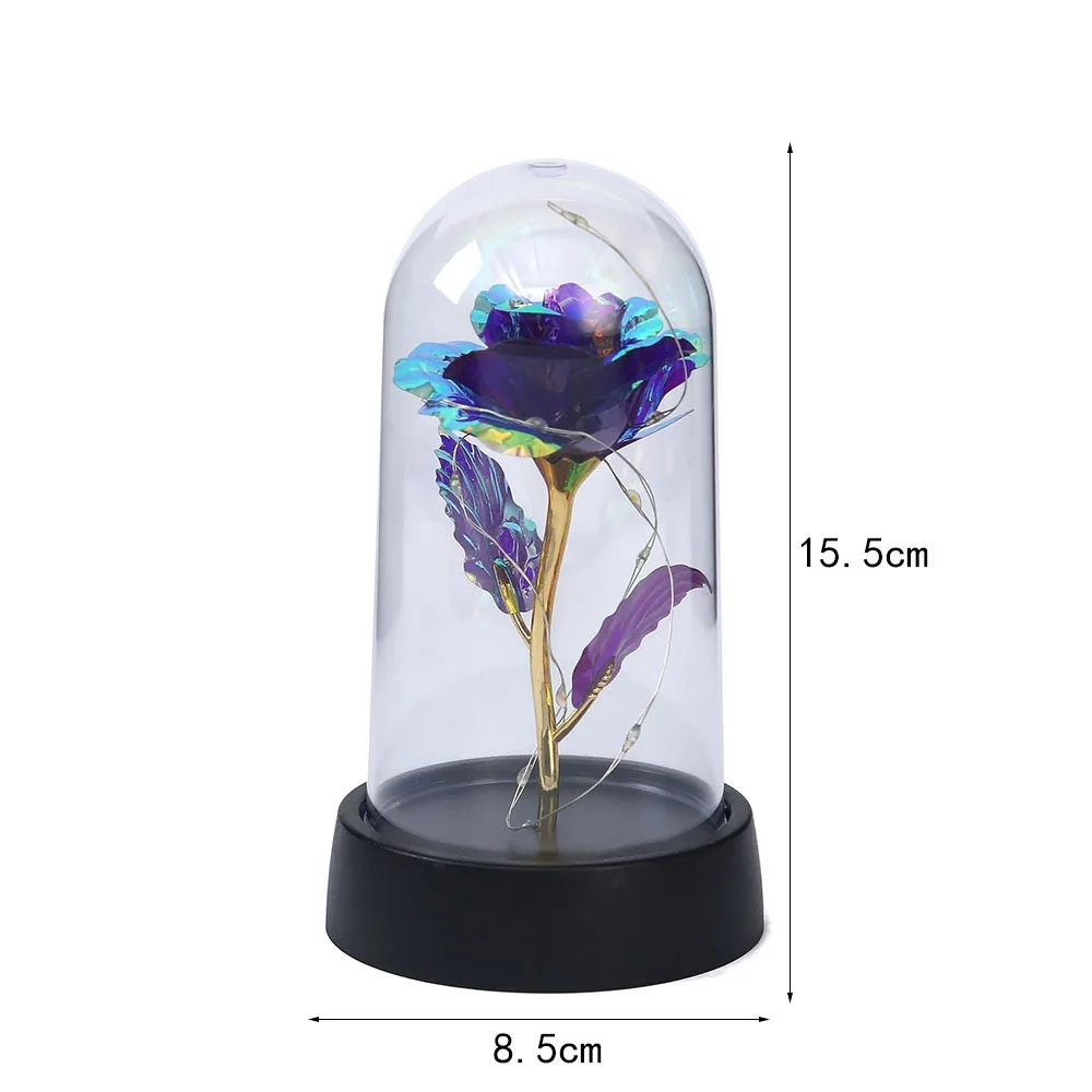 Color: black - 1pc Hot LED Enchanted Galaxy Rose Eternal Beauty Rose With Fairy Lights in Dome for Valentine's Day Wedding Party Mother's Day