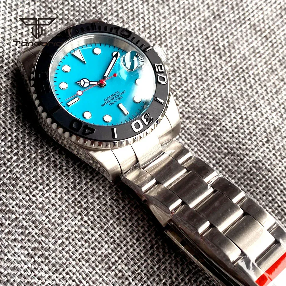 Color: Pink, Size: Option 1 - Tandorio NH35A Date Display Blue Sterile Dial Sapphire Glass 40mm 20Bar Stainless Steel Automatic Men's Watch Rotating Bezel