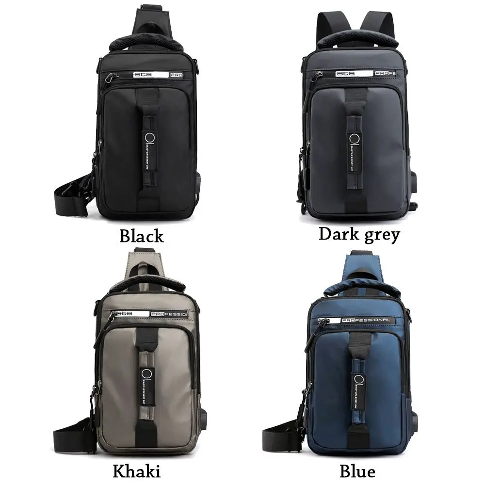 Color: Brown - Anti-theft Chest Shoulder Bag Men's Sling Crossbody Bag Messenger Backpack USB Port Bag