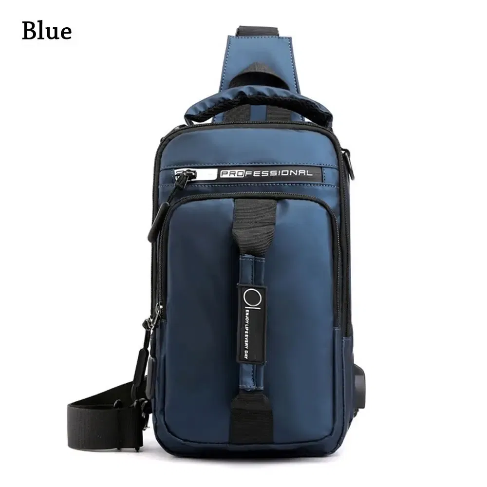 Color: Brown - Anti-theft Chest Shoulder Bag Men's Sling Crossbody Bag Messenger Backpack USB Port Bag