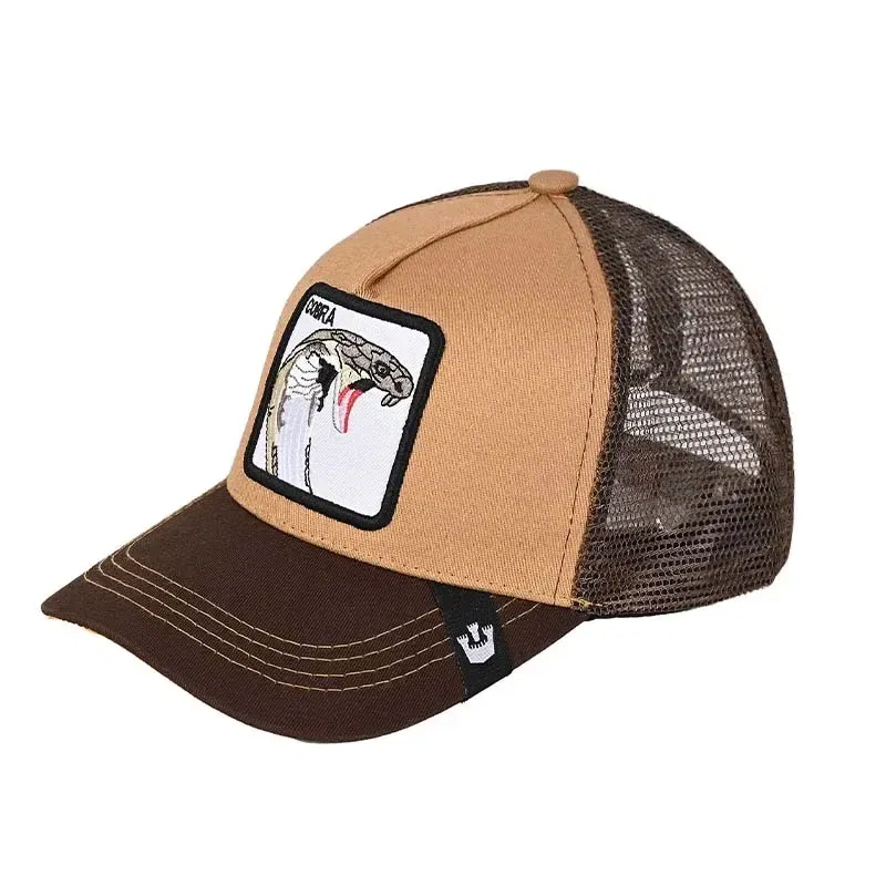 Color: Champagne - Baseball Caps Men Women Snapback Hip Hop Cap With Fashion Animals Embroidery Summer Breathable Mesh Trucker Caps Streetwear Bone
