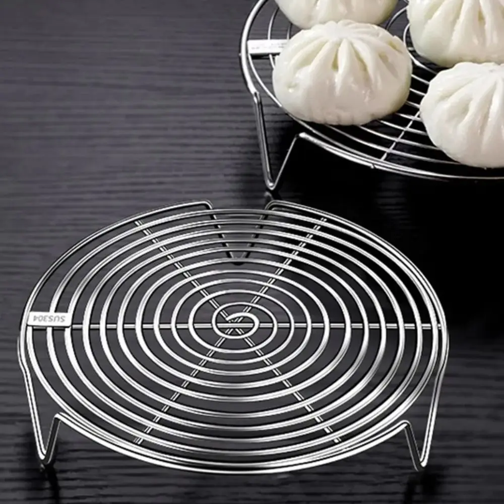 Color: Light Grey - 304 Stainless Steel Steamer Rack Multifunction Pot Steaming Tray Dumplings Eggs Grill Stand Kitchen Tableware Cooking Utensils