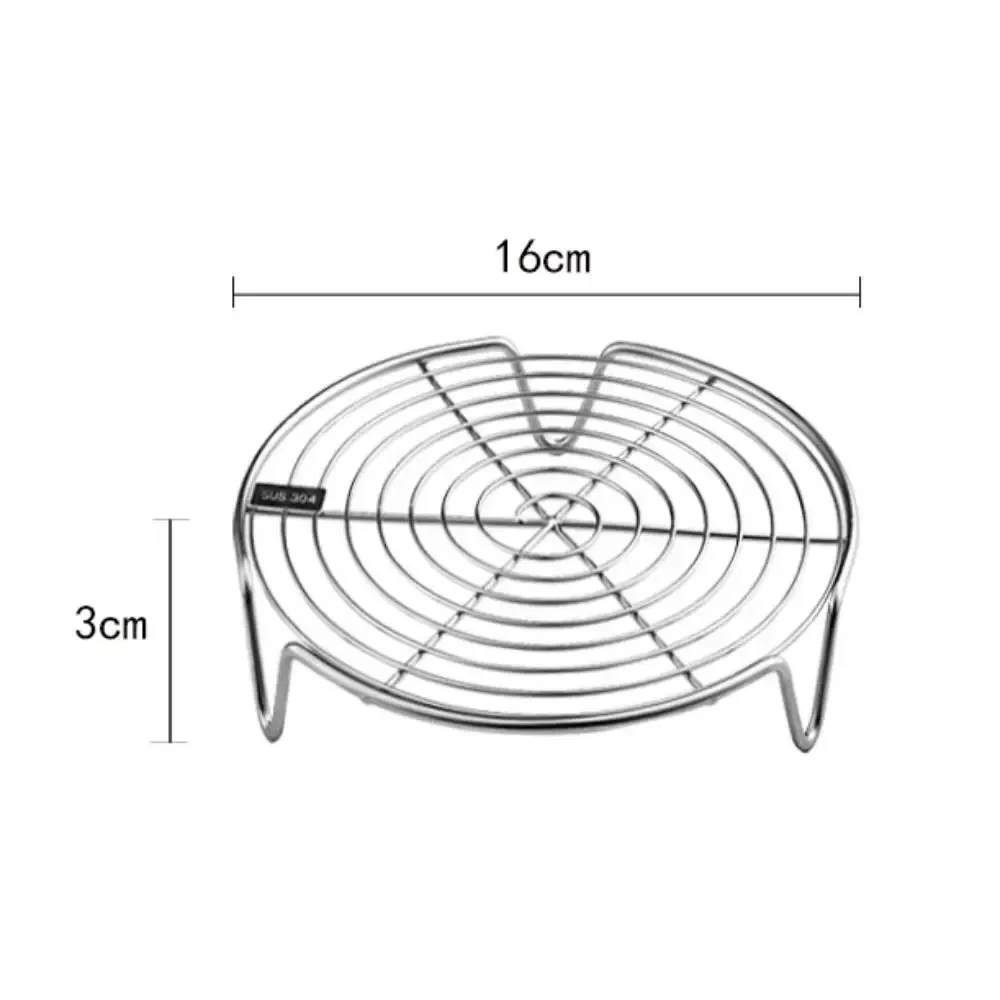 Color: Light Grey - 304 Stainless Steel Steamer Rack Multifunction Pot Steaming Tray Dumplings Eggs Grill Stand Kitchen Tableware Cooking Utensils