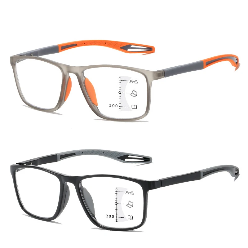 Frame Color: Black, Eye Prescription: +300 - Soft Multifocal Progressive Reading Glasses Anti Blue Light Multifocal Elderly Eyewears Men Women's Large Frame Eyeglasses