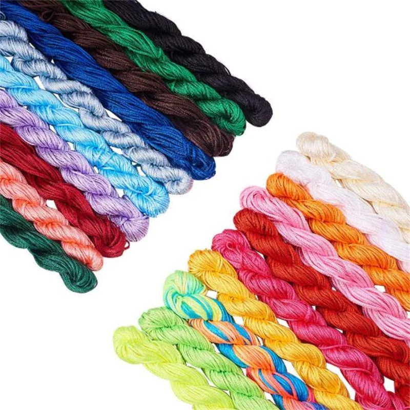 Color: Orange - 24m Polyester Braided Jade Thread For DIY Handmade Necklace Bracelet Trinket Pendant Braided Accessories Jewelry Making Finding