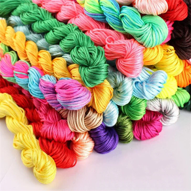 Color: Orange - 24m Polyester Braided Jade Thread For DIY Handmade Necklace Bracelet Trinket Pendant Braided Accessories Jewelry Making Finding