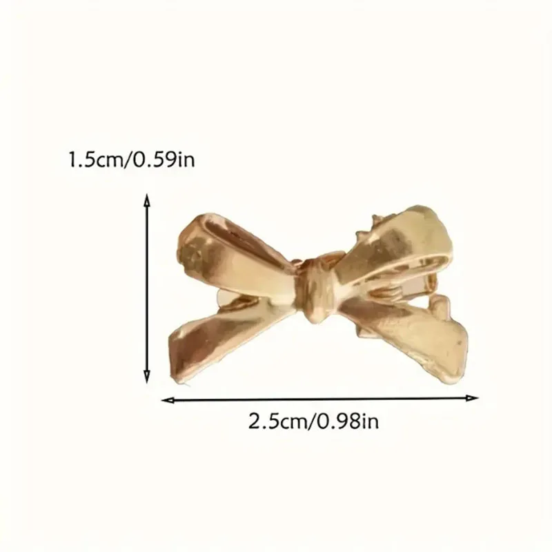 Color: Gold - 6PCS Fashion Small Shiny Bow Tie Hair Claw Clip Set For Women Girls Mini Crab Hair Clamps Barrettes Hair Headwear Accesories
