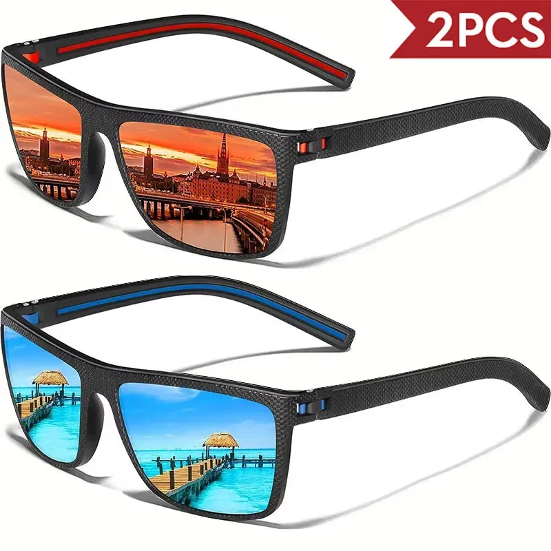Lenses Color: Gradient Gray - 2/3PCS Amazing Men Polarized Sunglasses Unisex UV400 Glasses Fishing Goggles Outdoor Sport Eyewear for Driving Fishing Cycling