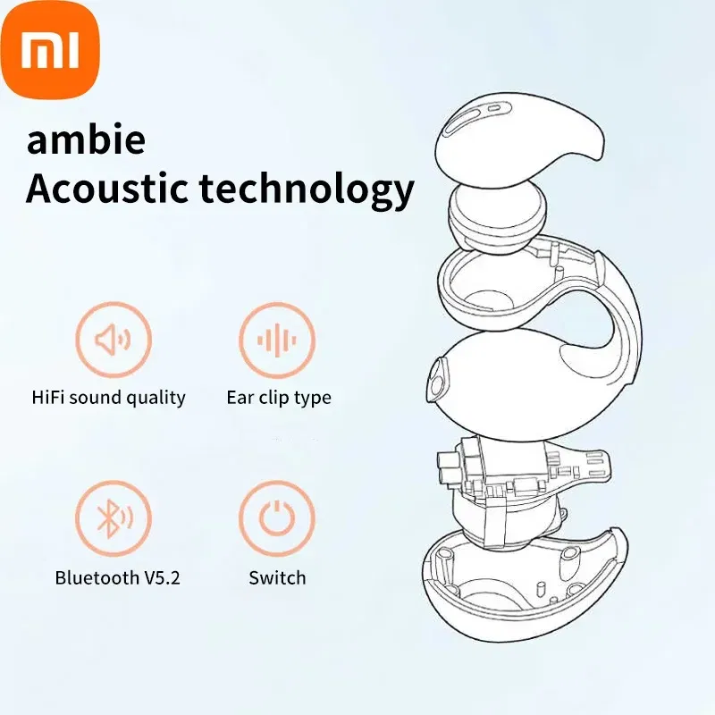 Color: WHITE - Xiaomi Ear-Clip Bluetooth-compatible Headphones Bone Conduction Earphone Wireless Earbuds 3D Surround Stereo Bass Sports Headset