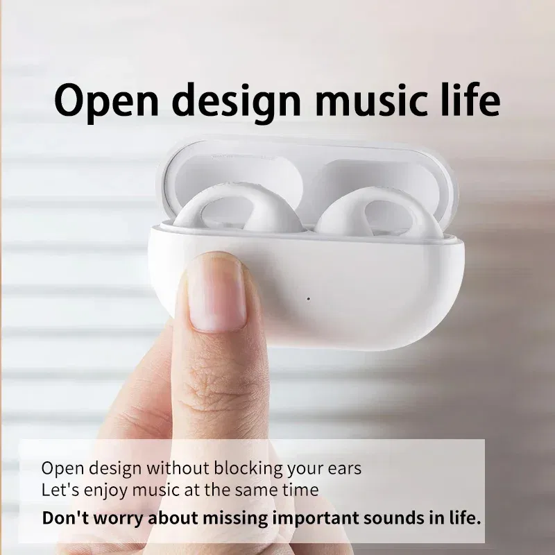 Color: WHITE - Xiaomi Ear-Clip Bluetooth-compatible Headphones Bone Conduction Earphone Wireless Earbuds 3D Surround Stereo Bass Sports Headset