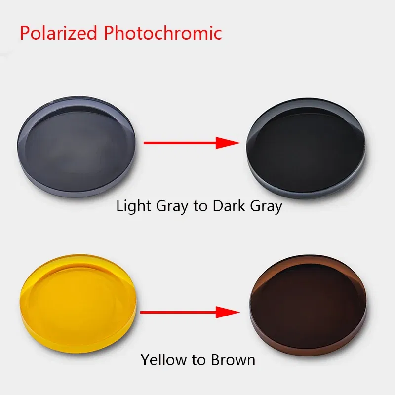 Lenses Color: Yellow, Lens Index: 1.56 - 2 PCs 1.56 1.61 1.67 Photochromic Polarized Prescription Glasses Lenses Myopia Progressive Sunglasses Lens Anti-reflection/glare