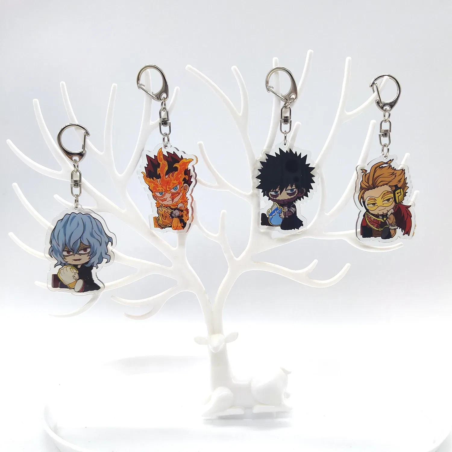 Color: black - 8pcs/set Anime Keychains Hero Acrylic Keychain Izuku Bakugo Katsuki Transparent Pendant Accessories Cute Cartoon Gifts wholesale