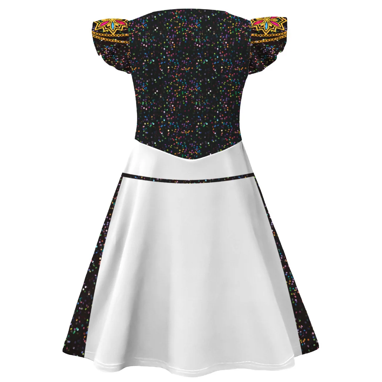 Color: black, Kid Size: 8 - K-Pop Rumi Cosplay Costume Hunters 3D Printed Pattern Flying Sleeve Dress For Girls Halloween Role-Play Carnival Party Outfits