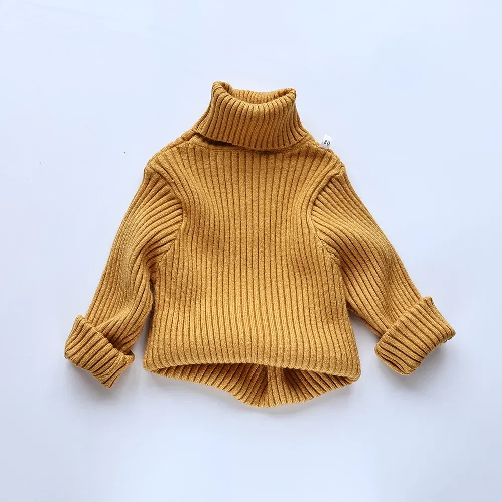 Color: SKY BLUE, Kid Size: 8 - MILANCEL Autumn Soft Tight Unisex Kids Knitwear Sweaters Solid Multi Color Girls Sweater Brief Boys Pullover Turtleneck Outwear