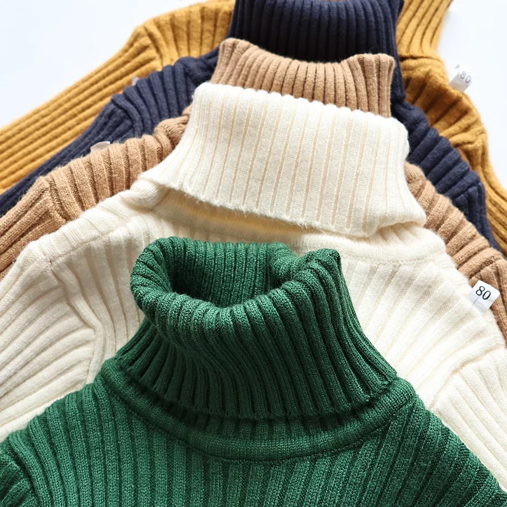 Color: SKY BLUE, Kid Size: 8 - MILANCEL Autumn Soft Tight Unisex Kids Knitwear Sweaters Solid Multi Color Girls Sweater Brief Boys Pullover Turtleneck Outwear