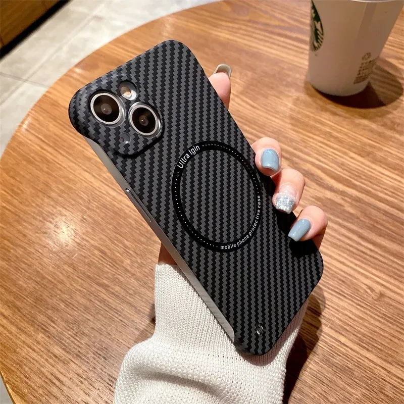 Color: black, Material: Neoprene - Luxury Carbon Fiber for iPhone 11 14 Plus 12 13 Pro Max Magsafe Case Magnetic Wireless Hard Thin Slim Cover for iPhone 13 14 Max