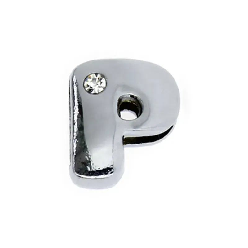 Color: MULTI - 8mm Fat Slide Letters Charms Bracelet Women Jewelry Making 1pc Slide Alphabet A-Z DIY Wristband Belt Keychain Pet Collar